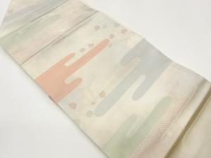 ヱ霞に花唐草模様織出し名古屋帯